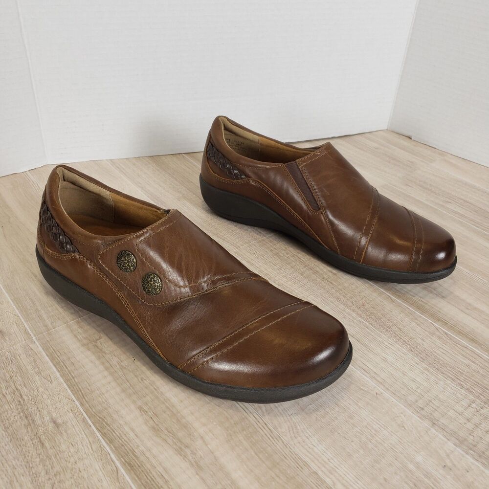 Aetrex Karina Monk Strap Leather Slip-on Shoe Women Sz 10 EU 41 US 10 BROWN
